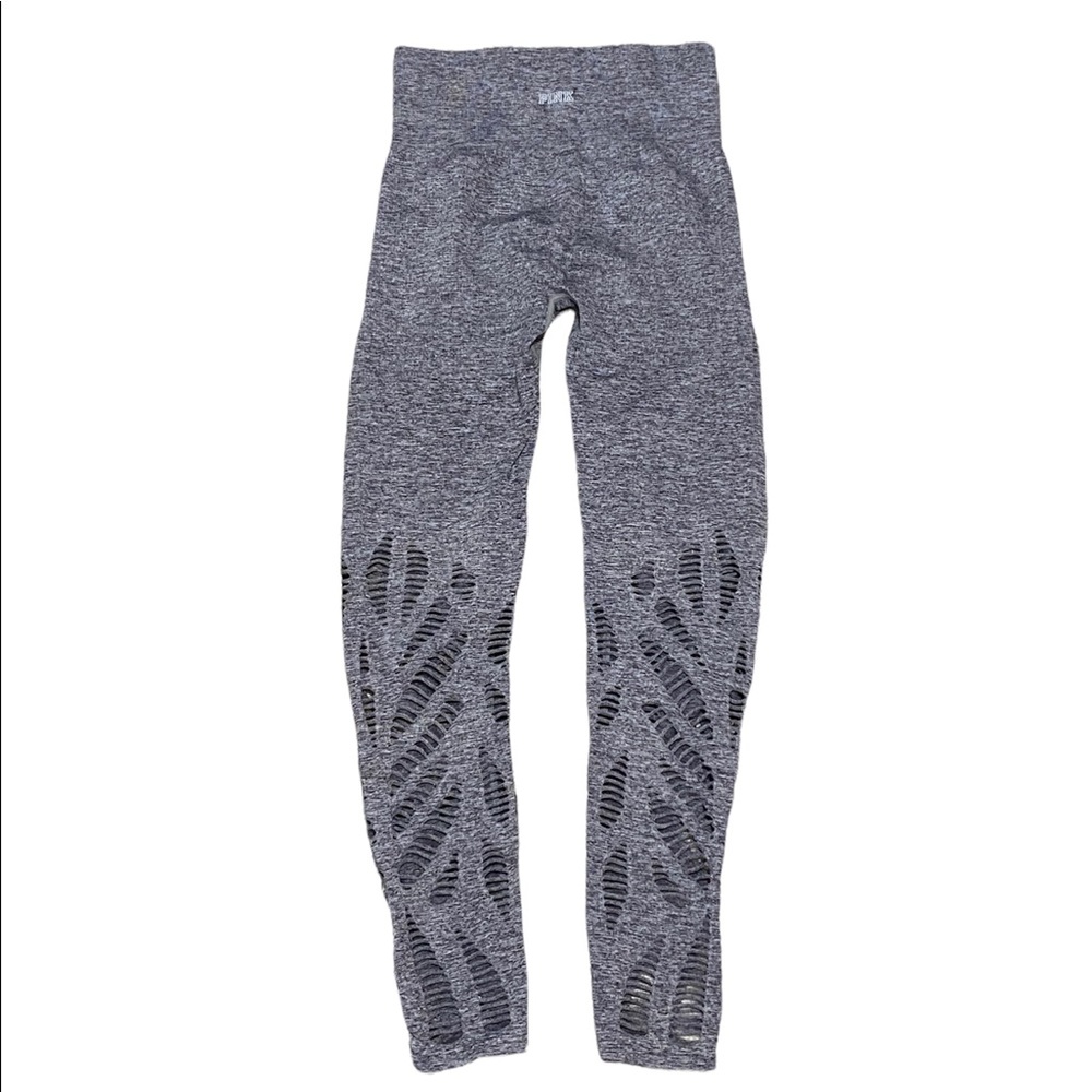 Victorias Secret PINK Grey Cool & Comfy Leggings With Cutouts - Size Small